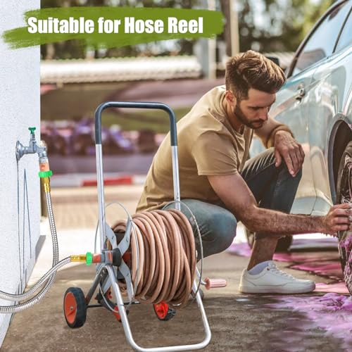 Beeplove Short Garden Hose with Female to Female Connector, 5ft Metal Leakproof Leader Hose for Hose Reel, Heavy Duty 304 Stainless Steel Flexible Hose for Outdoor Garden Watering Car Pet Cleaning - Image 4