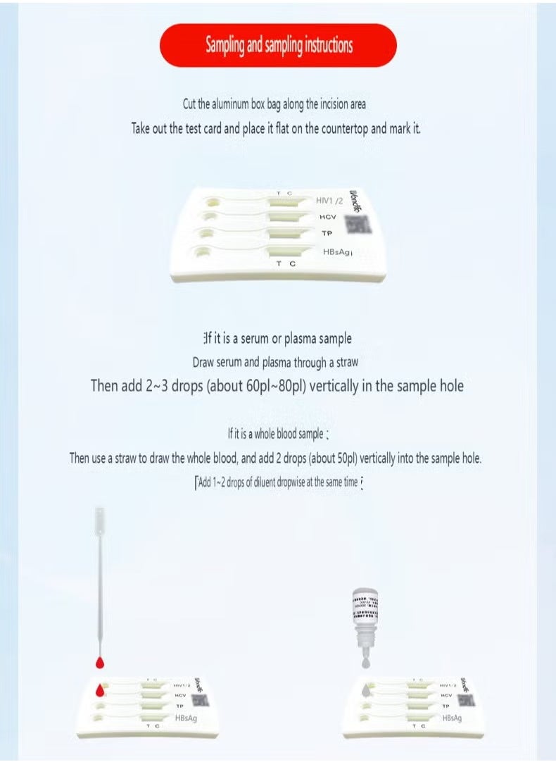 Wondfo Wondfo 4-in-1 Test Kit 4-in-1 Test Paper Syphilis Hepatitis B Hepatitis 2-Box  - Image 3