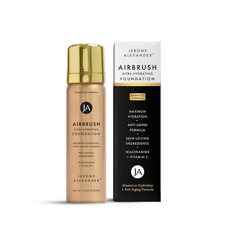 Jerome Alexander Airbrush Foundation Ultra Hydrating, Spray Foundation Makeup with 2x the Active Ingredients, Ultra-Light, Buildable, Full Coverage Formula (Light) - Image 1