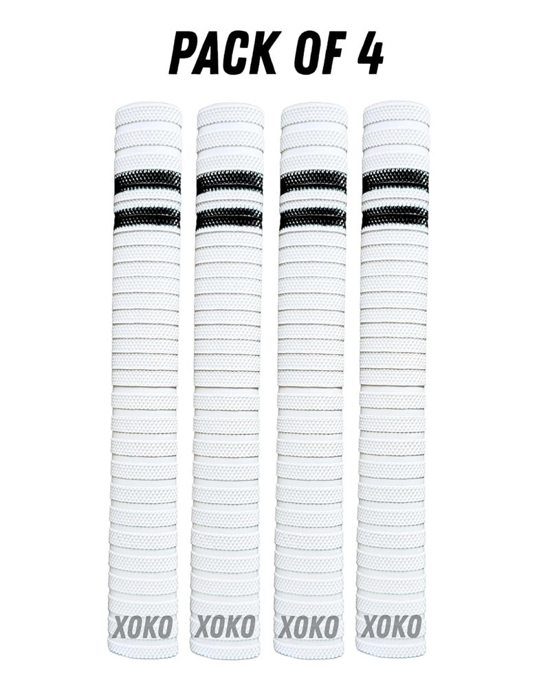 xoko Cricket Bat Handle Grips, White with Black Stripes, Enhanced Performance, Shock Absorbing (White Pack of 4) - Image 2