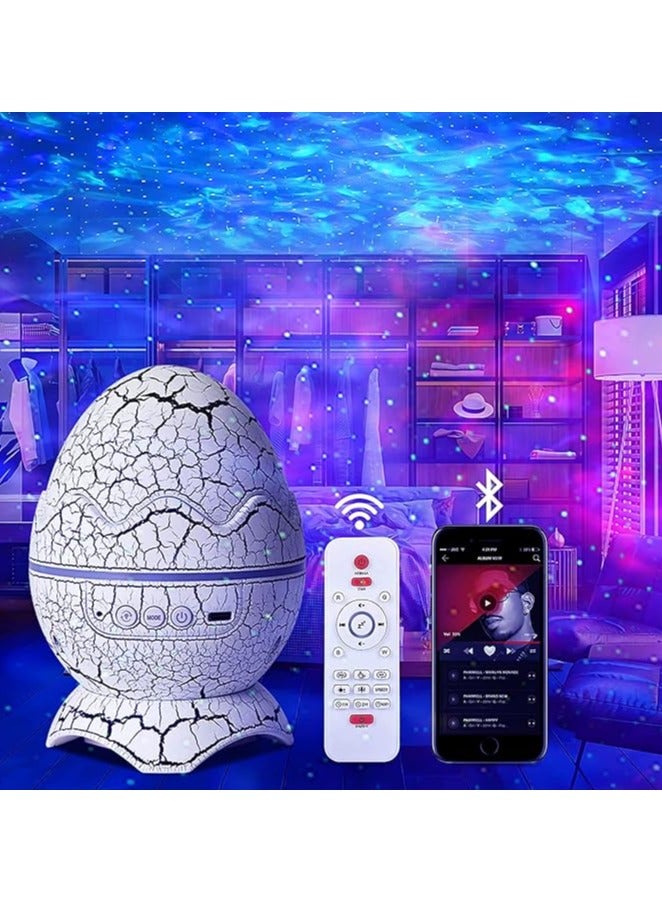 جهاز عرض Egg Galaxy Star LED مع مشغل موسيقى لاسلكي، ضوء ليلي مع ضوضاء بيضاء، سديم، مؤقت وجهاز تحكم عن بعد، أفضل هدية وديكور لغرفة نوم الأطفال والكبار - Image 1