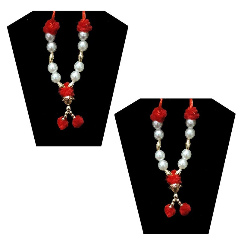 SK CRAFT Handcrafted Artificial White Pearl Moti Mala Small Size-5 Inches, Garland Mala for Decoration Photos-Pack of 6 - Image 3