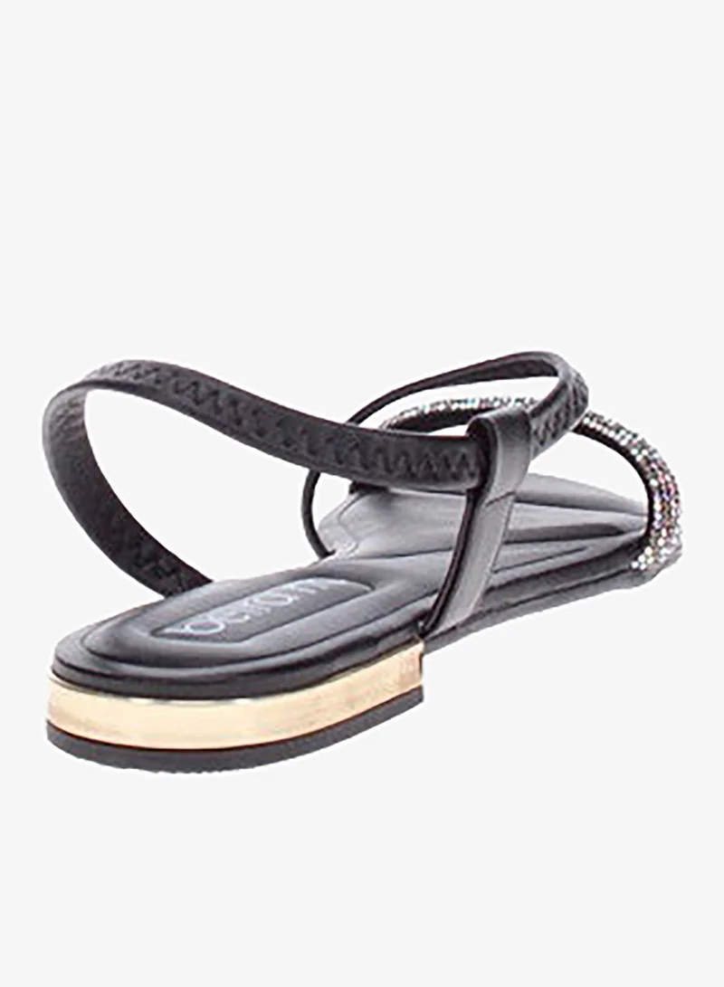 Beira Rio Black Flat Sandals for Women – Stylish Ladies Flat Sandals & Comfortable Flat Slippers for Women | Best Price UAE