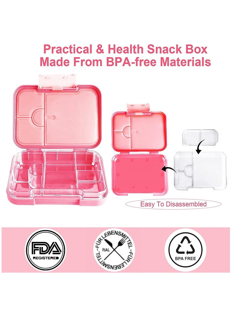 Arabest Lunch Box, Leak Proof Bento Box for Kids, 5 Compartment Durable Lunch Containers with Removable Compartment Trays(Pink) - Image 3
