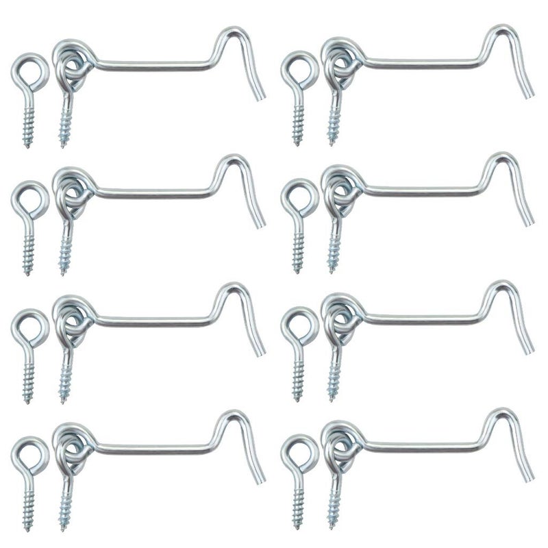 yeabwps 8 Pcs 25 inches Cabin Hook Eye Latch Gate Door Swivel Window Door Hook with Mounting Screws Silver 25 inches