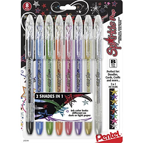 Pentel Sparkle Pop Metallic Gel Pen, (1.0mm) Bold Line, Assorted Colors, Pack of 8 (K91BP8M) - Image 2