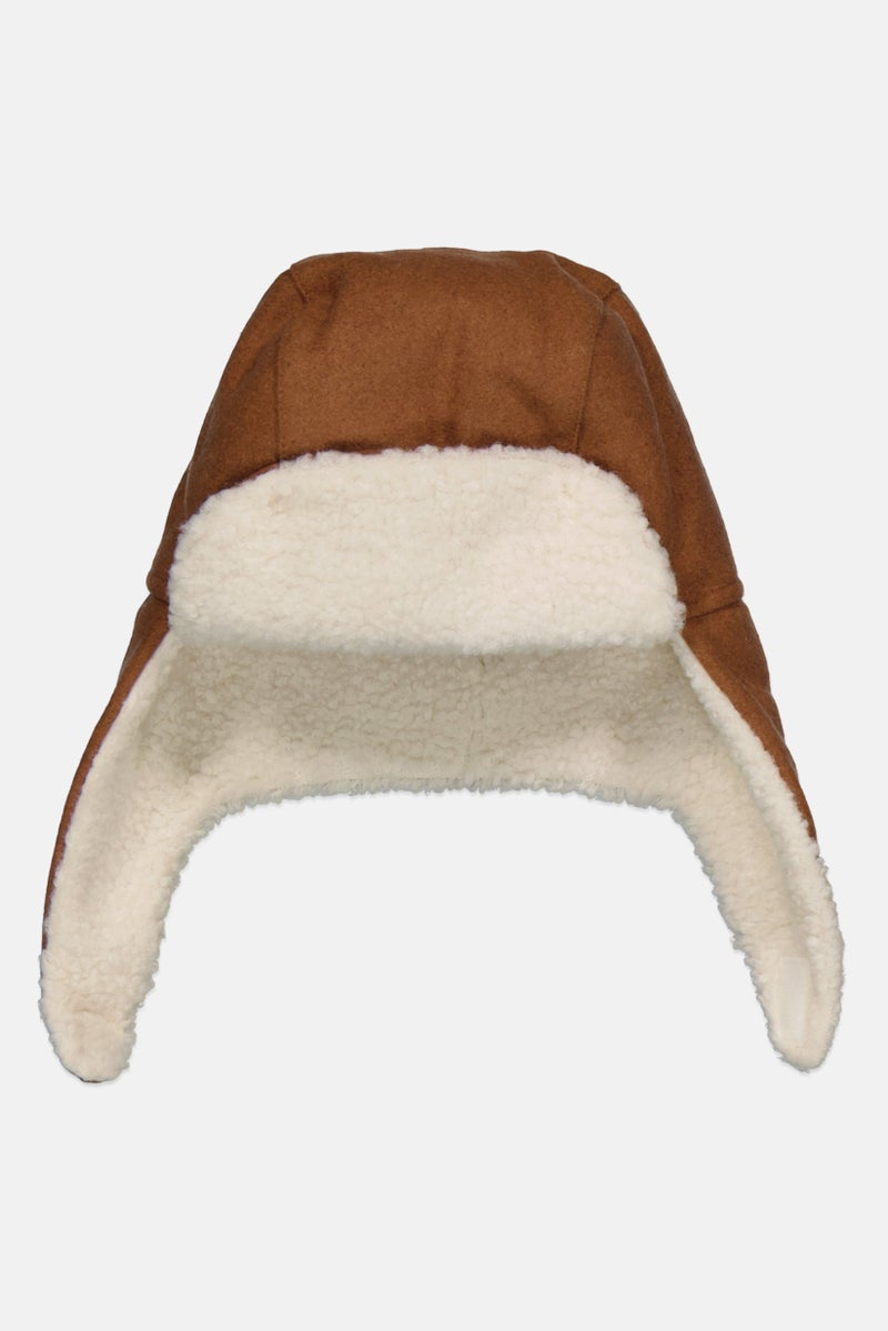 Reserved Toddlers Boy Wool Blend Trapper Hat, Brown - Image 1