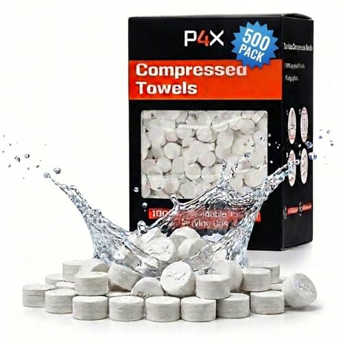 PREPARED4X Compressed Towel Tablets - 100% Bamboo Camping Toilet Paper Tablets, Great for Hiking, Travel and Backpacking - Disposable Washcloths, Body Wipes, Paper Towel Coin Tissue - 500 Pack - Image 1