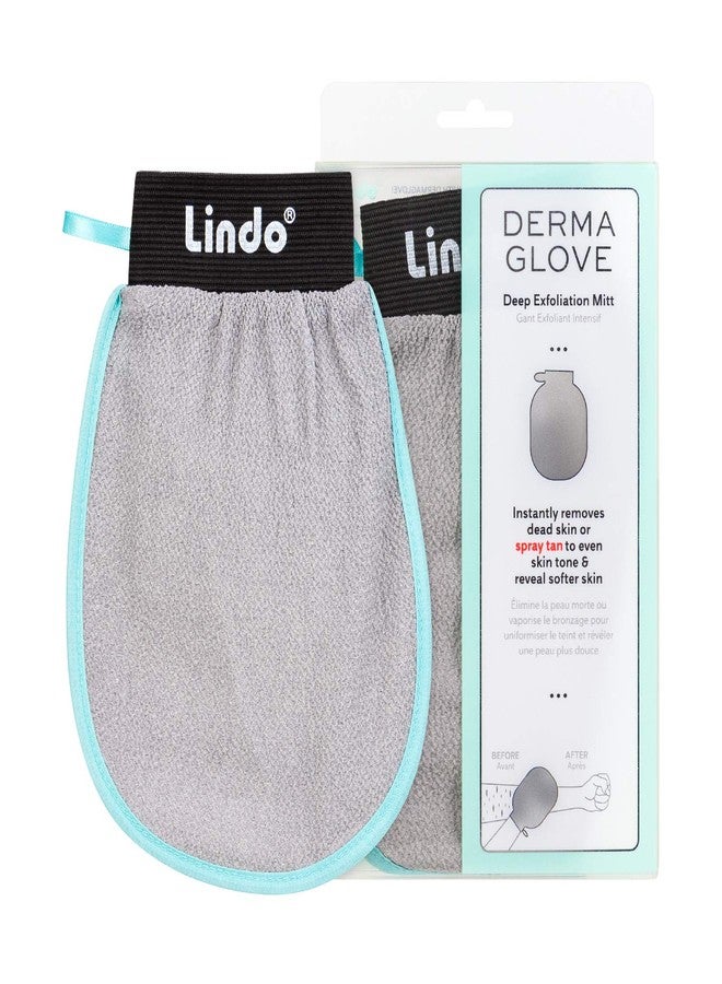 Lindo New Lindo Dermaglove - Deep Exfoliation Mitt, Remove Dead Skin, Reveal Softer Skin, Remove Bumps/Clogged Pores, Hang Ribbon (Gray/Mint) - Image 1