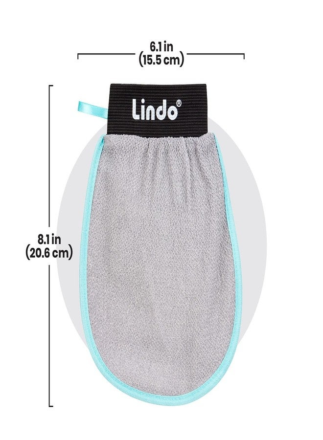 Lindo New Lindo Dermaglove - Deep Exfoliation Mitt, Remove Dead Skin, Reveal Softer Skin, Remove Bumps/Clogged Pores, Hang Ribbon (Gray/Mint) - Image 3