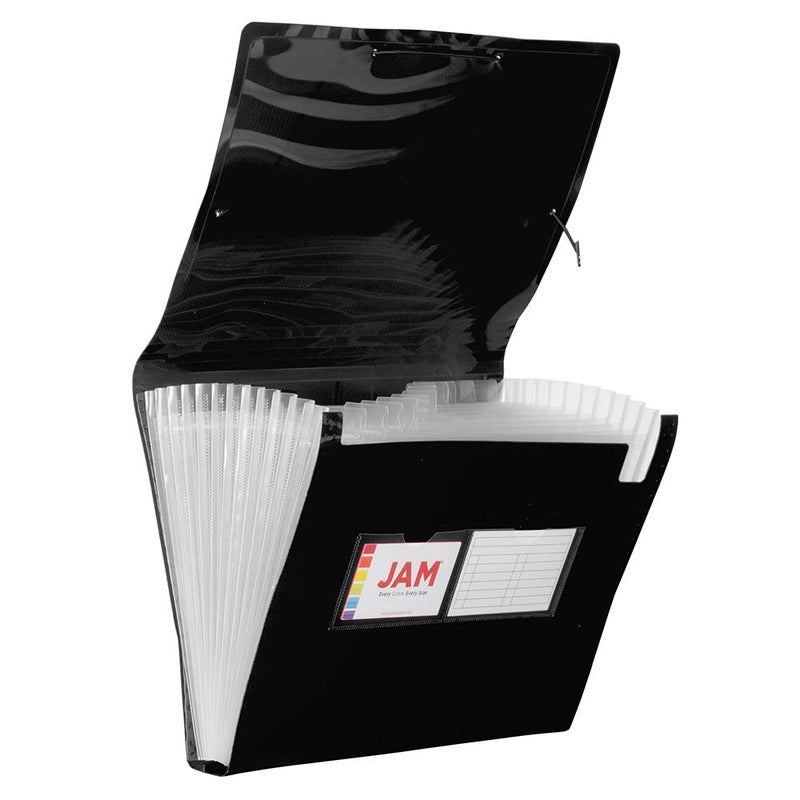 JAM PAPER Accordion Folders - 13 Pocket Plastic Expanding File - Letter Size - 9 x 13 - Black - Sold Individually - Image 1