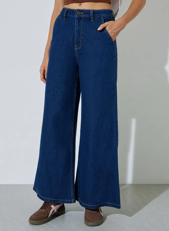 ستايلي Dark Blue Mid-Rise Flared Jeans