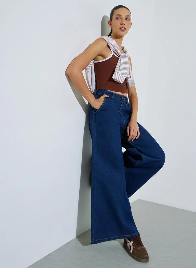 ستايلي Dark Blue Mid-Rise Flared Jeans