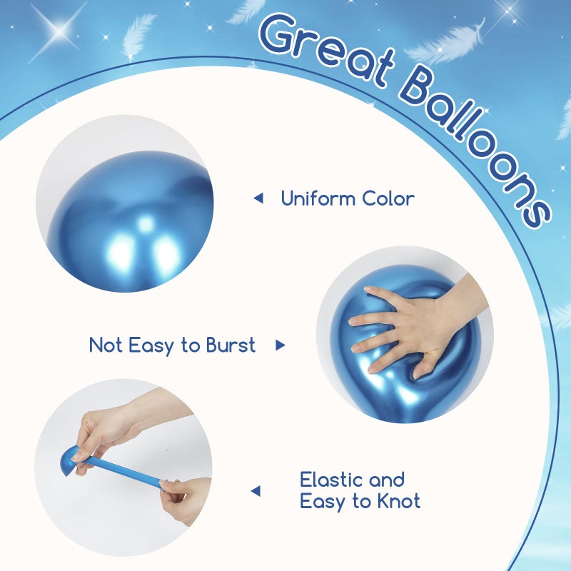 Leraqertra 60pcs Blue and White Balloons 12inch with Pastel Pearl Light Blue Confetti White Balloons for Bridal Baby Shower Wedding Birthday Party Decorations - Image 3