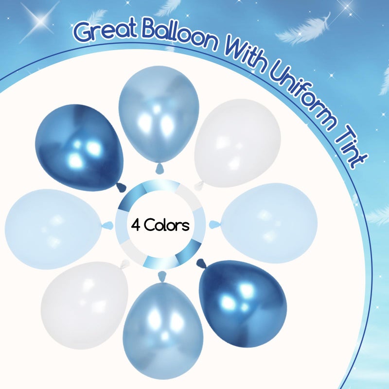 Leraqertra 60pcs Blue and White Balloons 12inch with Pastel Pearl Light Blue Confetti White Balloons for Bridal Baby Shower Wedding Birthday Party Decorations - Image 4