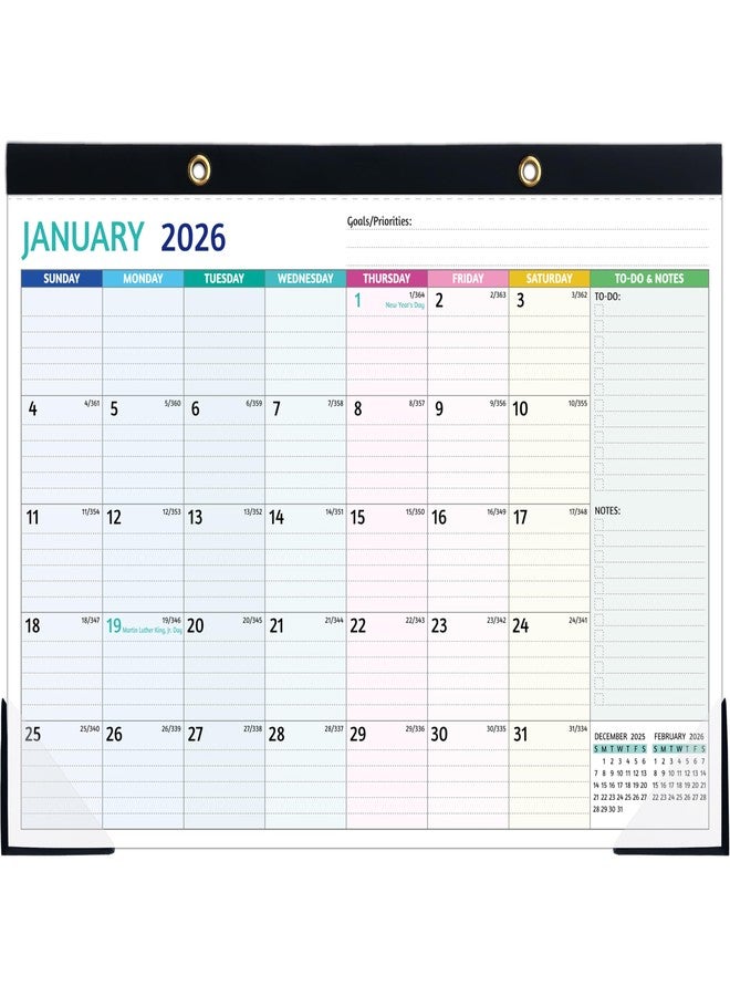 BowCuk Desk Calendar 2026-2027 - Jan 2026 - Jun 2027, 18 Monthly Desk Calendar 2026-2027 Large, 17’’ x 12’’, 2026 Desk/Wall Calendar with To-do Lists, Desk Pad, Ruled Blocks, Corner Protectors - Image 1