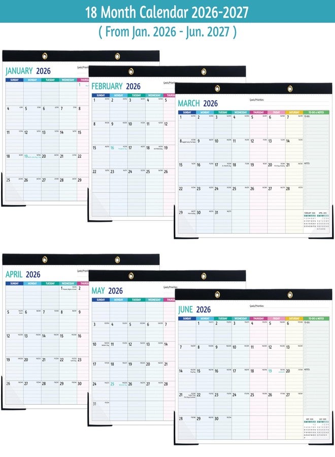 BowCuk Desk Calendar 2026-2027 - Jan 2026 - Jun 2027, 18 Monthly Desk Calendar 2026-2027 Large, 17’’ x 12’’, 2026 Desk/Wall Calendar with To-do Lists, Desk Pad, Ruled Blocks, Corner Protectors - Image 3