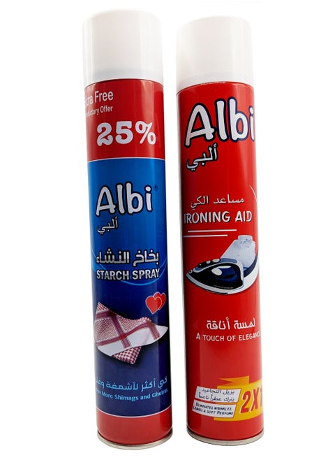 Ironing Aid 500 ml & Starch Spray 500 ml Combo: Smooth Wrinkles, Add Fabric Crispness, Easy Ironing Solution with Refreshing Scent, Suitable for All Fabrics