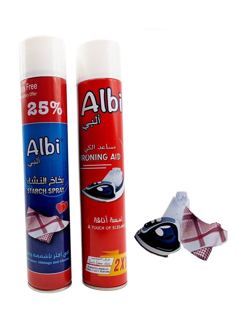 Ironing Aid 500 ml & Starch Spray 500 ml Combo: Smooth Wrinkles, Add Fabric Crispness, Easy Ironing Solution with Refreshing Scent, Suitable for All Fabrics