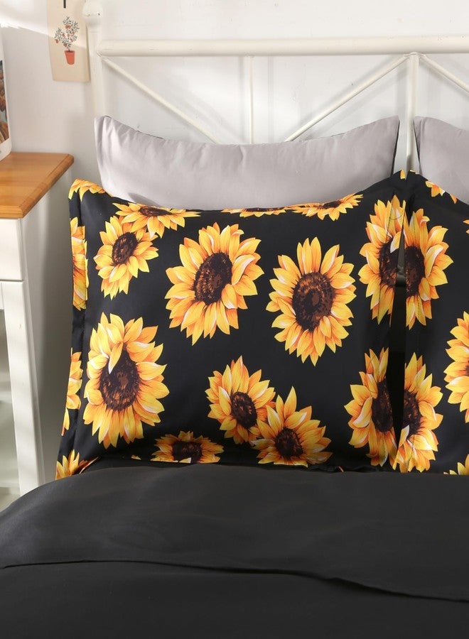 Wowelife Sunflower Queen Comforter Sets, Sunflower Bedding Set Queen Size, Premium 5-Piece Black Comforter Set, and Soft for Teen Girls, Boys and Adults - Image 3