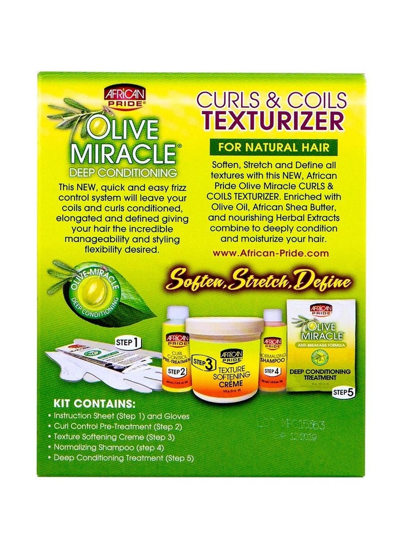 African Pride African Pride Olive Miracle Curls & Coils Texturizer - Contains Aloe Vera, Castor Oil & Biotin to Condition & Define Hair, Protect, 1 Kit  - Image 2