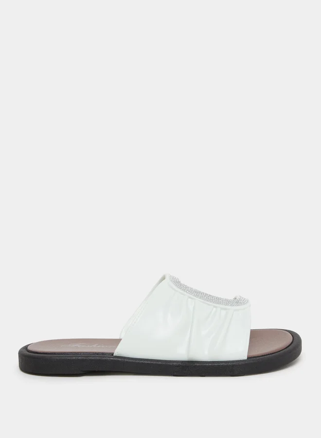 Take Two Take Two Rhinestone Embellished Side Cut Out Vamp Flat Sandals