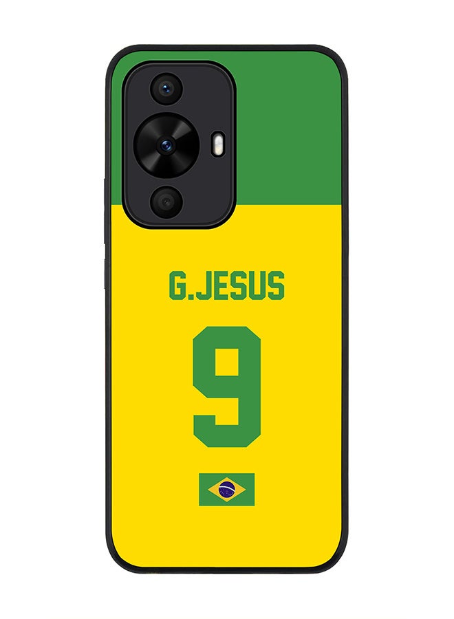 Stylizedd Rugged Black edge case for Huawei nova 12s / Huawei nova 11/ Huawei nova 12 Lite 4G, Slim fit Soft Cover -Football Team -Brazil, Player Name - G.Jesus - Image 1