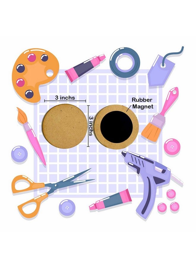 DEEP PRINT DIY MDF Wood Sheet Round with Rubber Magnet - Plain MDF Fridge Magnet Blanks Cutouts - Set of 10 with 3mm - 3inch Diameter for Painting, Wooden Craft, Resin Art Work - Image 2