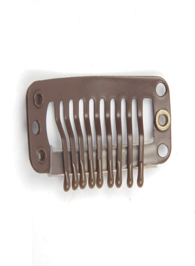 JFFX 30pcs Stainless Steel Snap Wig Clips for Hair Extensions, Toupee Combs - 9-teeth, 32mm, 1.2g/pc (Dark Brown) - Image 4
