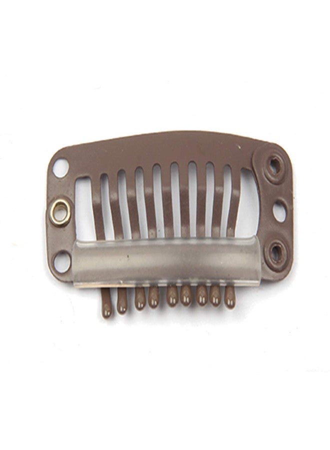 JFFX 30pcs Stainless Steel Snap Wig Clips for Hair Extensions, Toupee Combs - 9-teeth, 32mm, 1.2g/pc (Dark Brown) - Image 5