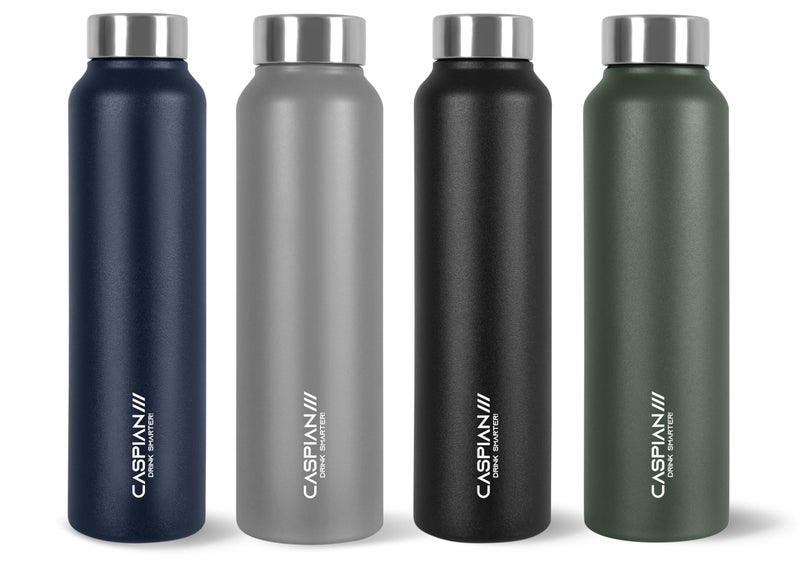 CASPIAN /// Astra ISI Certified Stainless Steel Water Bottle 1ltr. (Multicolor, 1 Litre, Set of 4) | Leak Proof Thunder for Fridge Home Office Travel School Kids Boys Girls Adults Sports Gym| BPA Free - Image 1