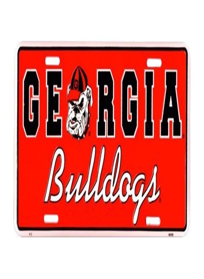Hangtime Georgia Bulldogs Red bkrnd Embossed Metal auto tag - Image 1