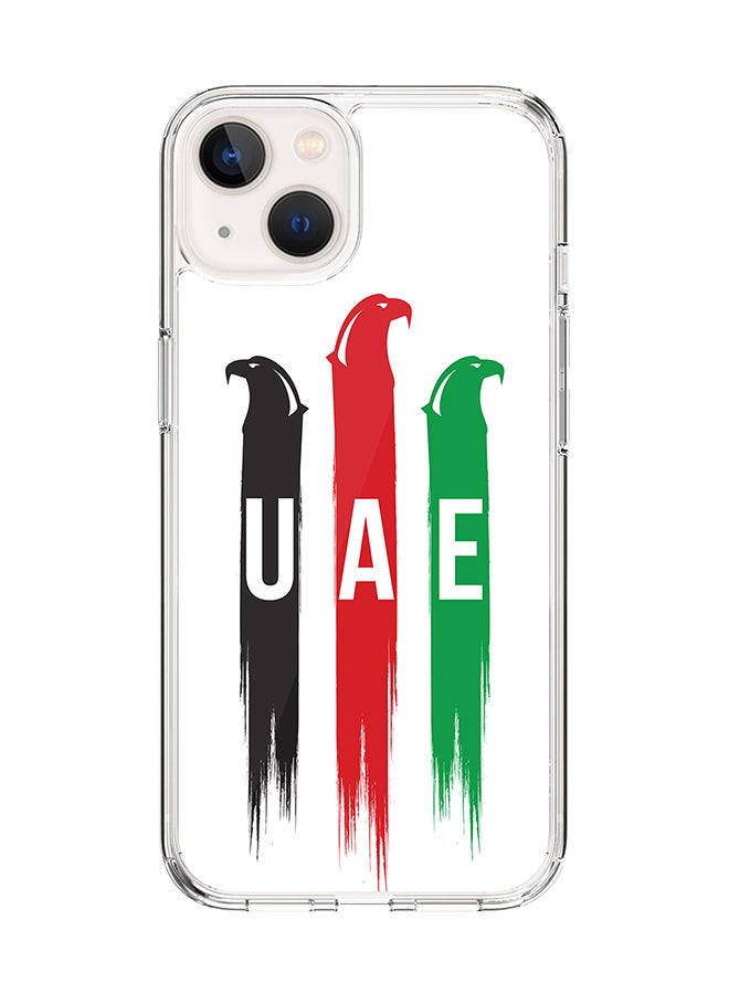Classic Clear for Apple iPhone 14 Case Hybrid Soft Cover Flexible Edges Anti Drop TPU PC Gel Thin Transparent Cover [ Designed for Apple iPhone 14 ] - UAE Falcons Full Print