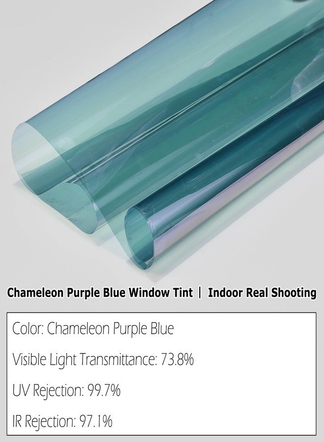 AuMoHall Charming Purple Blue Colorful Car Chameleon Windshield Tint Film 73.8% VLT Car Front Window Solar Protection Tint Color Change Window Film, 29.52" x 118.11" - Image 2