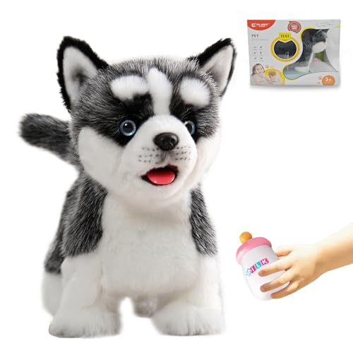 CU-MATE CUMATE 12 Electric Plush Husky Dog Toys Electronic Stuffed Animal Dog Toy Interactive Wuffy Robot Puppy Walking Talking Barking Wagging Tail Gifts for Boys and Girls - Image 1