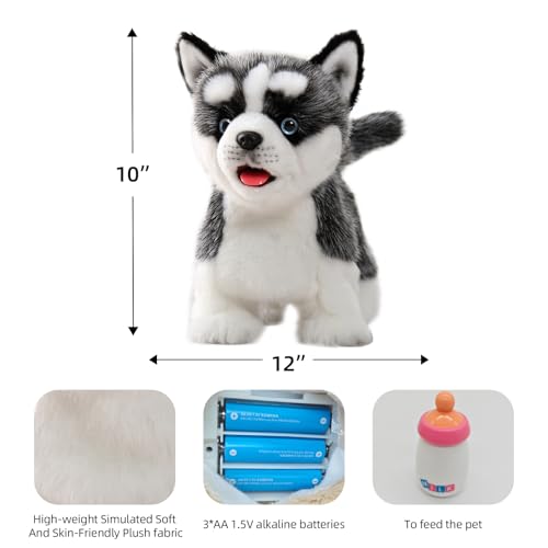 CU-MATE CUMATE 12 Electric Plush Husky Dog Toys Electronic Stuffed Animal Dog Toy Interactive Wuffy Robot Puppy Walking Talking Barking Wagging Tail Gifts for Boys and Girls - Image 5