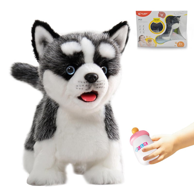 CU-MATE CUMATE 12 Electric Plush Husky Dog Toys Electronic Stuffed Animal Dog Toy Interactive Wuffy Robot Puppy Walking Talking Barking Wagging Tail Gifts for Boys and Girls - Image 3