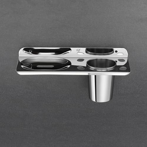 Raxon Innovation Stainless Steel 304 Grade 3 in 1 Soap Dish with Tumbler Holder/Soap Stand/Tooth Brush Holder/Bathroom Accessories (Silver) (PS-1 SOAPDISH with Tumbler Holder) - Image 1