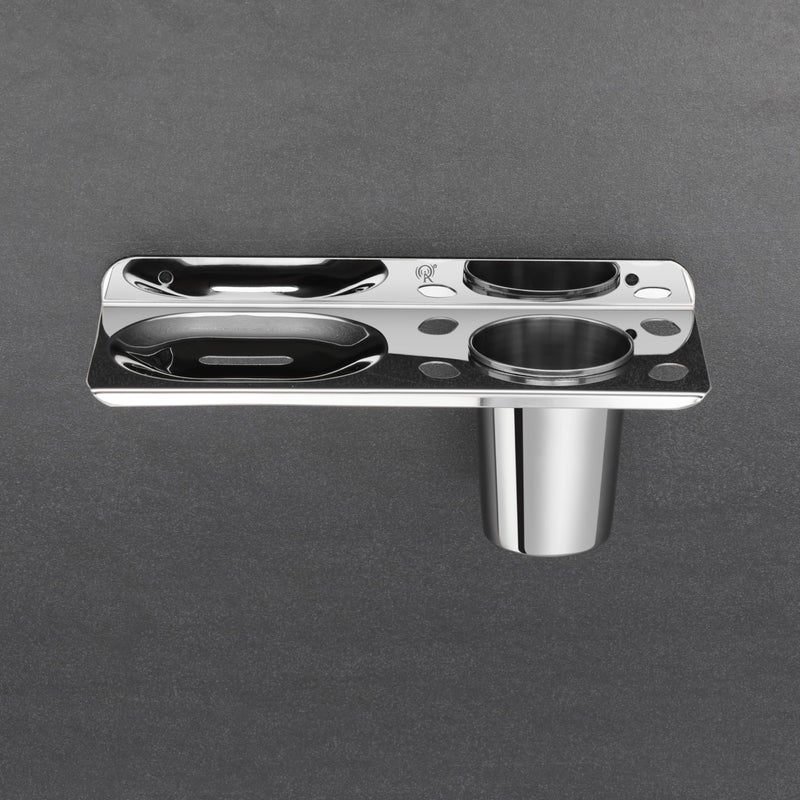 Raxon Innovation Stainless Steel 304 Grade 3 in 1 Soap Dish with Tumbler Holder/Soap Stand/Tooth Brush Holder/Bathroom Accessories (Silver) (PS-1 SOAPDISH with Tumbler Holder) - Image 3