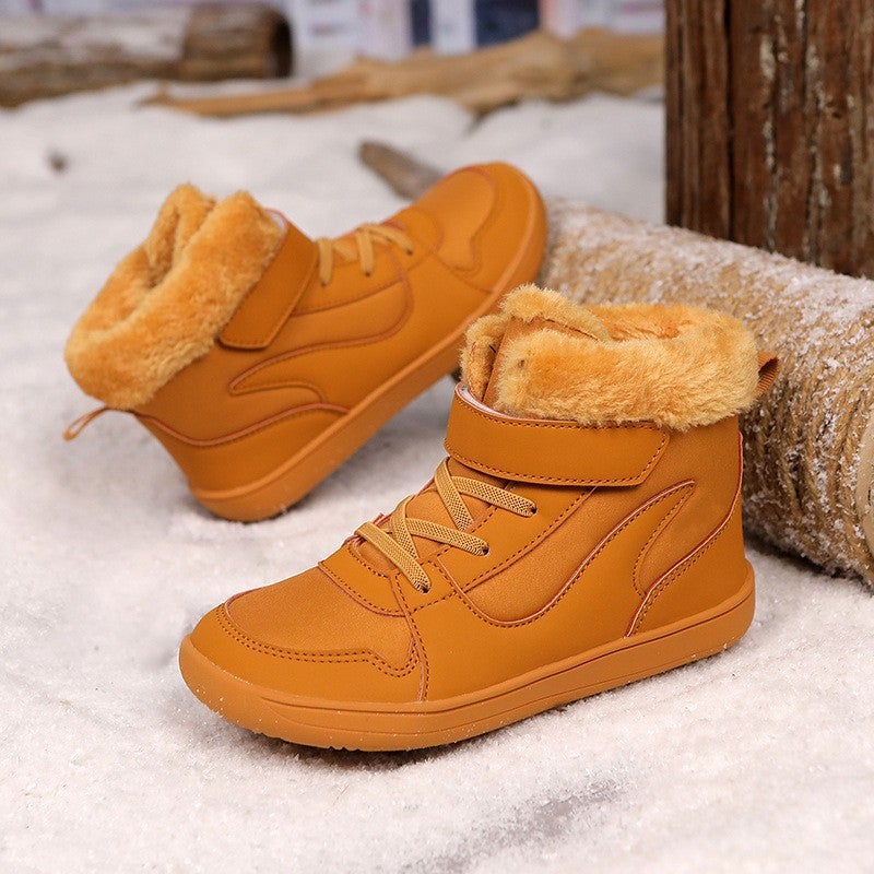Winter Kidsren'S Cotton Shoes, Snow Shoes, Outdoor Barefoot Shoes, Boys And Girls Shoes, Waterproof, Non-Slip, Velvet Warm Cotton Shoes - Image 1