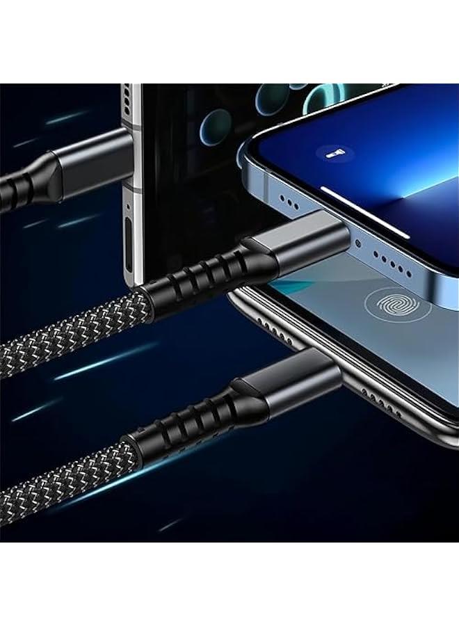 كيبل شحن USB 3 في 1، كيبل شحن نايلون مضفر فائق السرعة 100 واط، كيبل شحن متعدد عالمي مع منفذ نوع سي، مايكرو USB ومنفذ اي بي متوافق مع المزيد من الموبايلات - 1.2 متر - Image 5