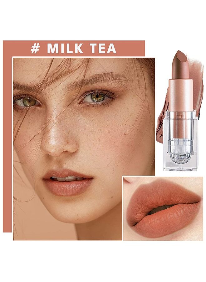 دي ان ام شفاه شفاه غير لامع غير ماتي شفة شفاهية غير متينة كوب غير مكرّة شفة شفاه شفاه شفاهية غير متينة طويلة الأمد للنساء للنساء الفتيات اليومية لمكياج الشفاه-شاي الحليب - Image 3