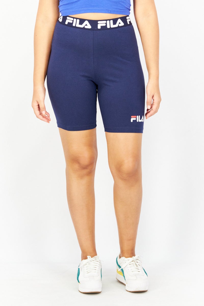 FILA Women Sportswear Fit Short Brand Logo Leggings, Blue - Image 1