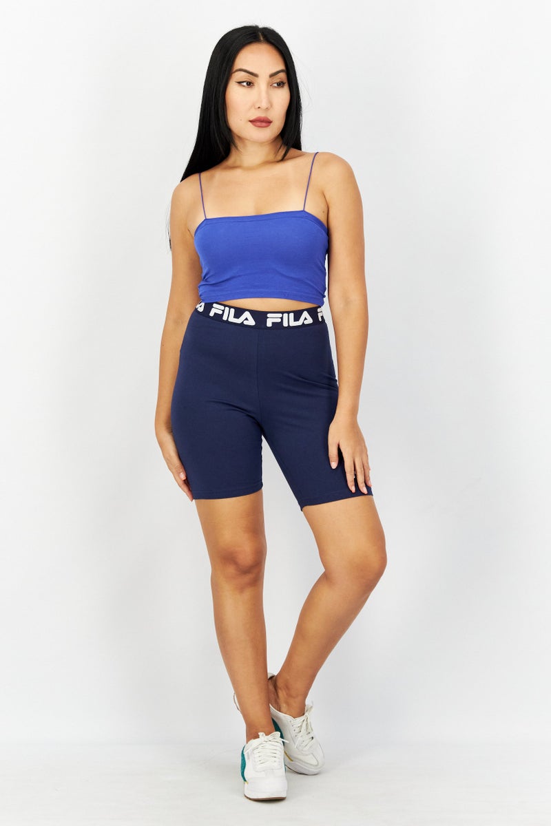 FILA Women Sportswear Fit Short Brand Logo Leggings, Blue - Image 3