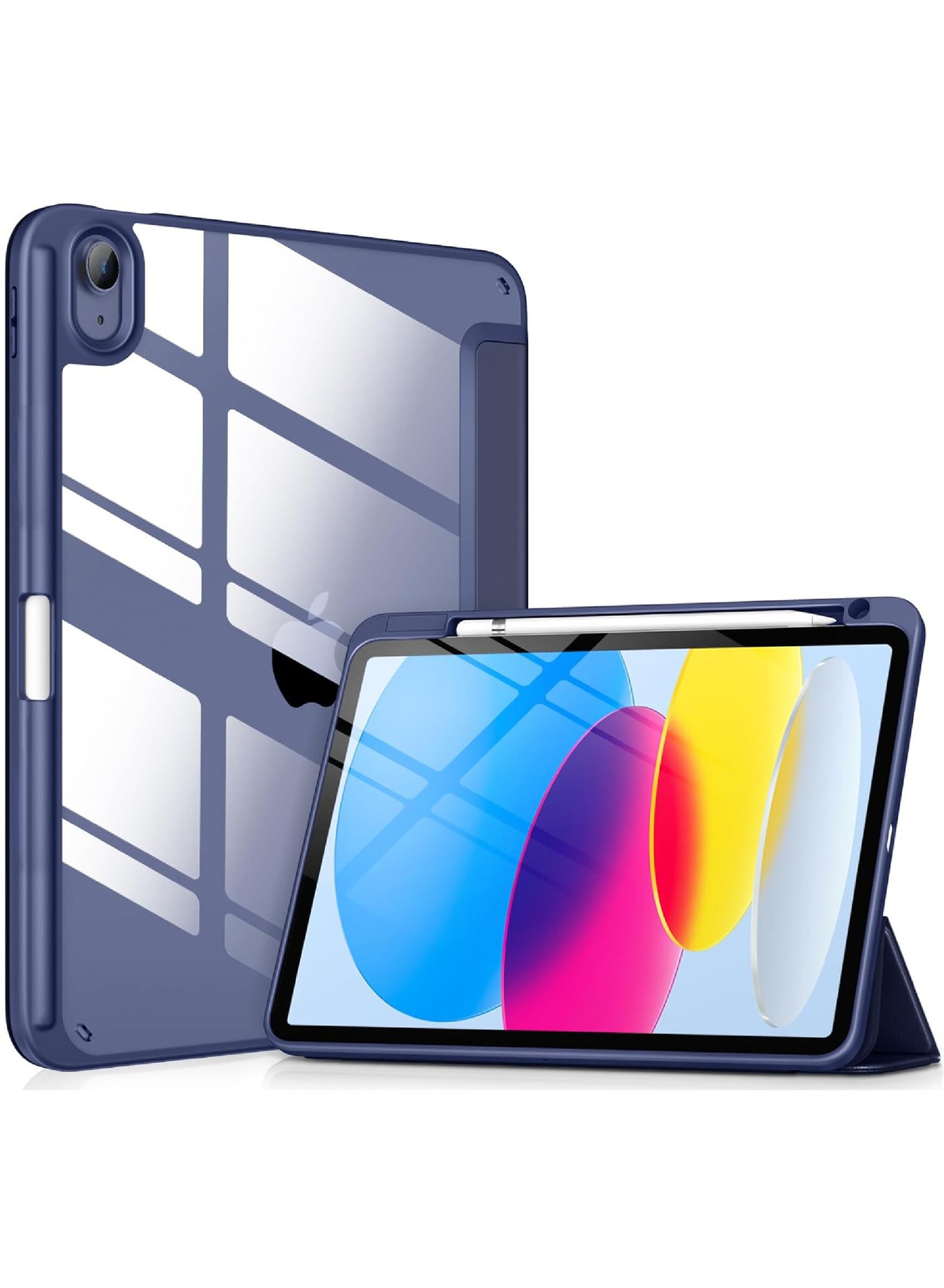 Rock Pow Case for iPad (A16) 11th 11 inch 2025 Gen iPad 11 Case/Case For iPad 10th 10.9 inch Gen Case 2022 iPad 10 Case Trifold Stand Clear Transparent Shell Back with Pencil Holder Smart Cover for 11" iPad 11th 2025/10.9"iPad 10th Gen 2022