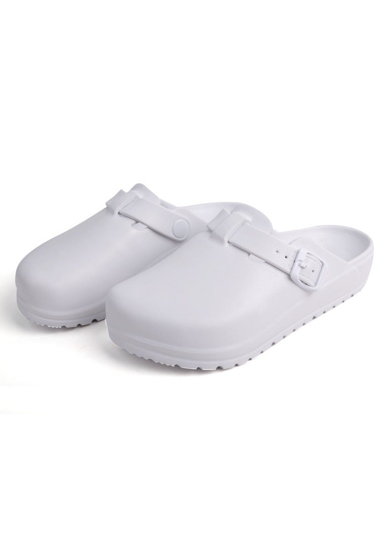 أحذية جراحية، أحذية مغلقة بالكامل وجيدة التهوية للرجال والنساء، أحذية واقية بفتحات تهوية، مناسبة للأطباء والممرضات وموظفي المختبرات، صنادل مانعة للانزلاق (بيضاء). - Image 1