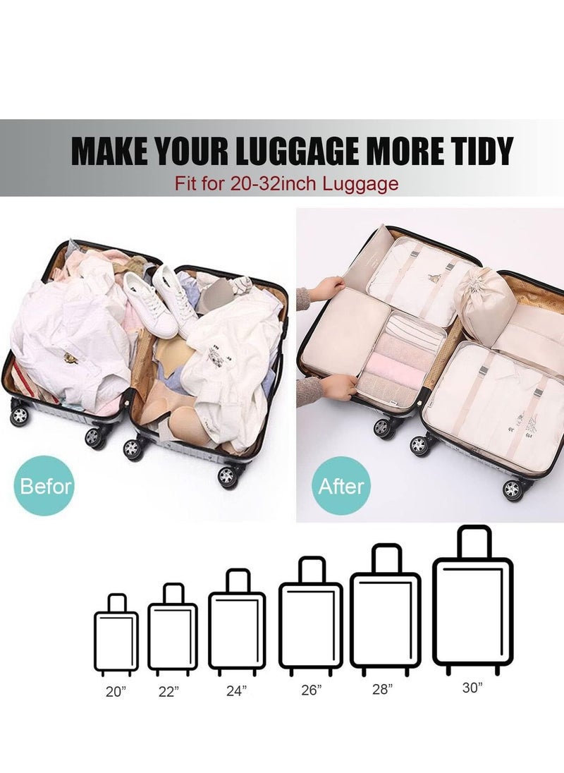 Gerenic - Packing Cubes for Suitcases, 7 PCS Compression Packing Cubes Travel Organiser Packing Bags, Travel Packing Cubes Set Storage Bags for Travel Accessories Clothes Shoes Cosmetics - Image 1