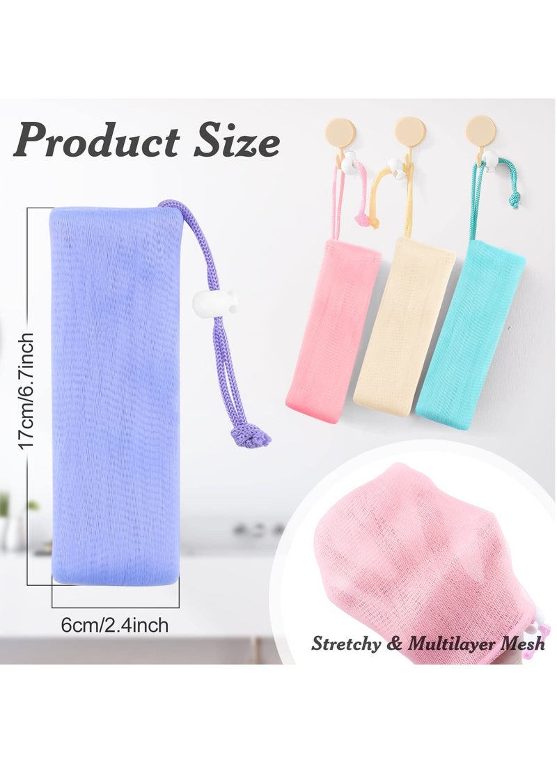 SYOSI Exfoliating Mesh Soap Saver Pouch Bubble Foam Soap Mesh Bag Body Bath Facial Cleaning Netting Colorful - Image 5