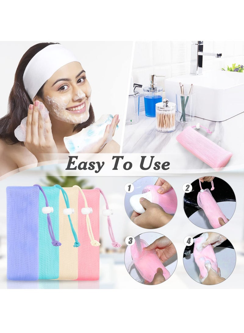 SYOSI Exfoliating Mesh Soap Saver Pouch Bubble Foam Soap Mesh Bag Body Bath Facial Cleaning Netting Colorful - Image 3