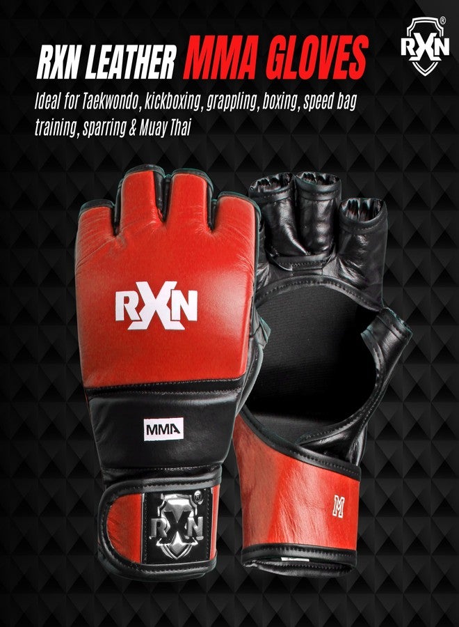 RXN Premium MMA Gloves for Men - Ultimate Kickboxing & Muay Thai Gear | Perfect for Light Sparring & Heavy Bag Training | Open-Palm Design for Maximum Grip & Comfort (Black/Red, L/XL) - Image 2